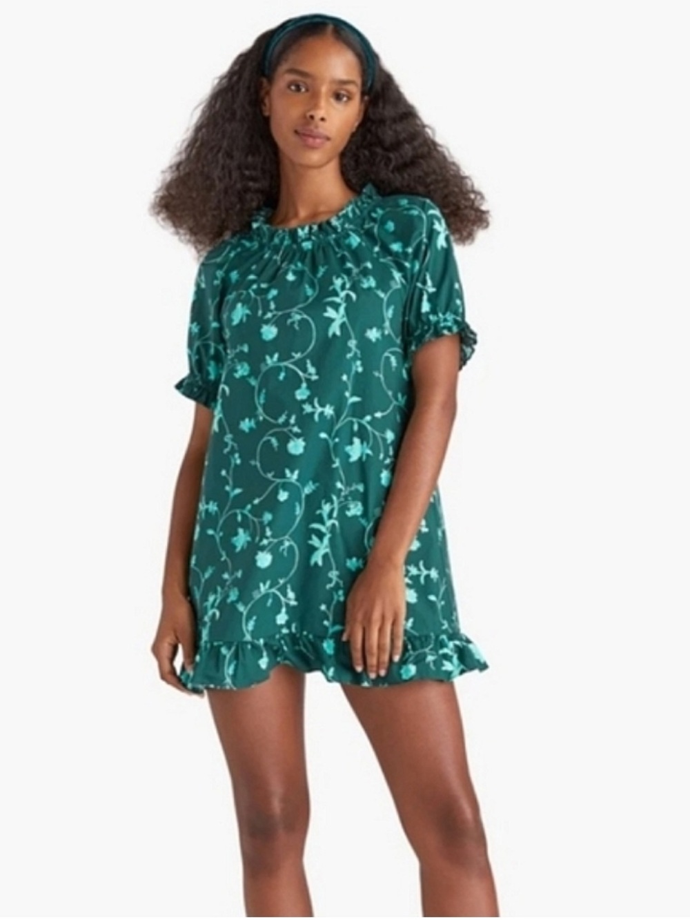 Hill House Home Katherine The Nap Dress Green Botanical Floral Size XS